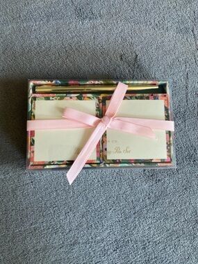 Rifle Paper Co. Floral Notecards with Pink Ribbon and Gold Pen